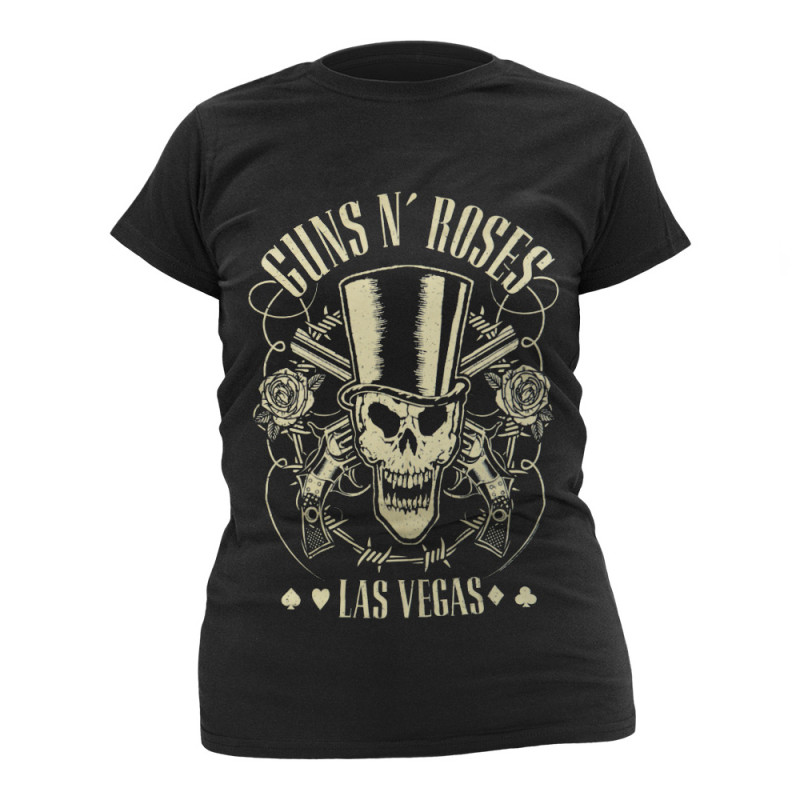 Image du T-shirt Femme Guns N\' Roses - Top Hat, Skull & Pistols Las Vegas www.Casimor.com 