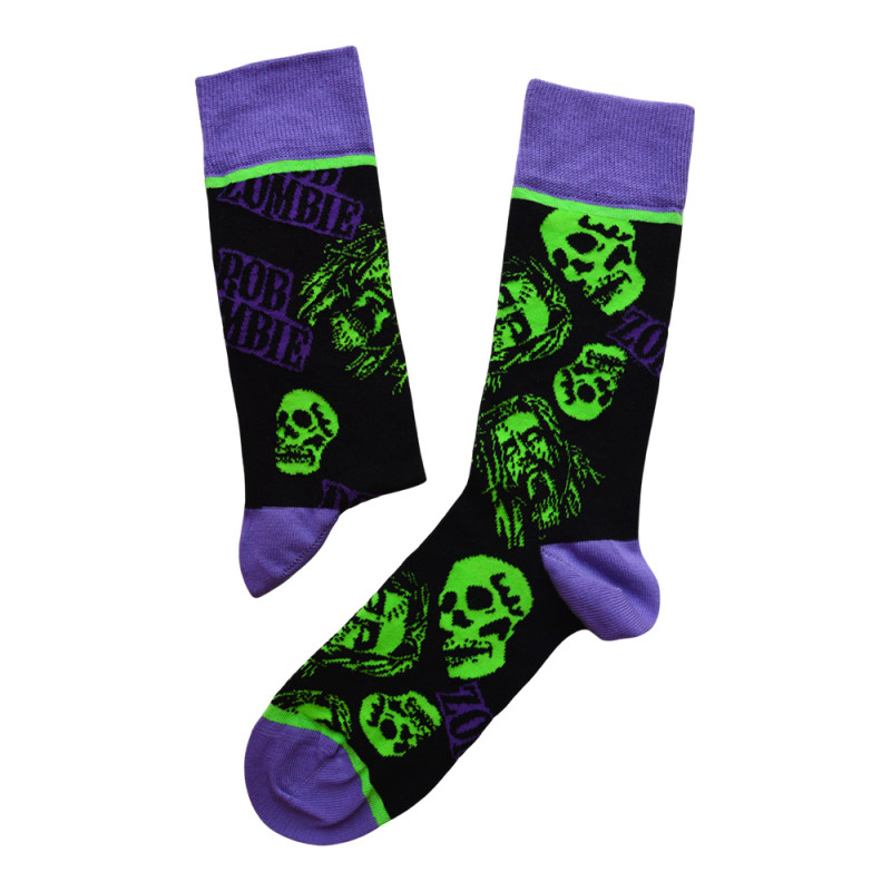 Image du Chaussettes Rob Zombie - Skull Face Green Purple www.Casimor.com 